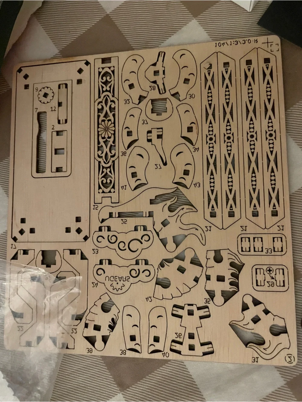 UGEARS Wood Dragon 3D Laser-Cut Puzzle Kit *1 page piece taped/box is taped*
